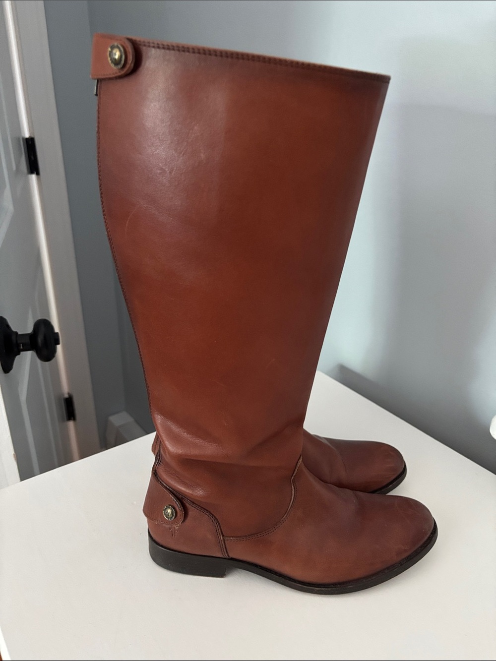 Frye Tall Smooth Leather Riding Boots - Brown - Picture 2 of 12